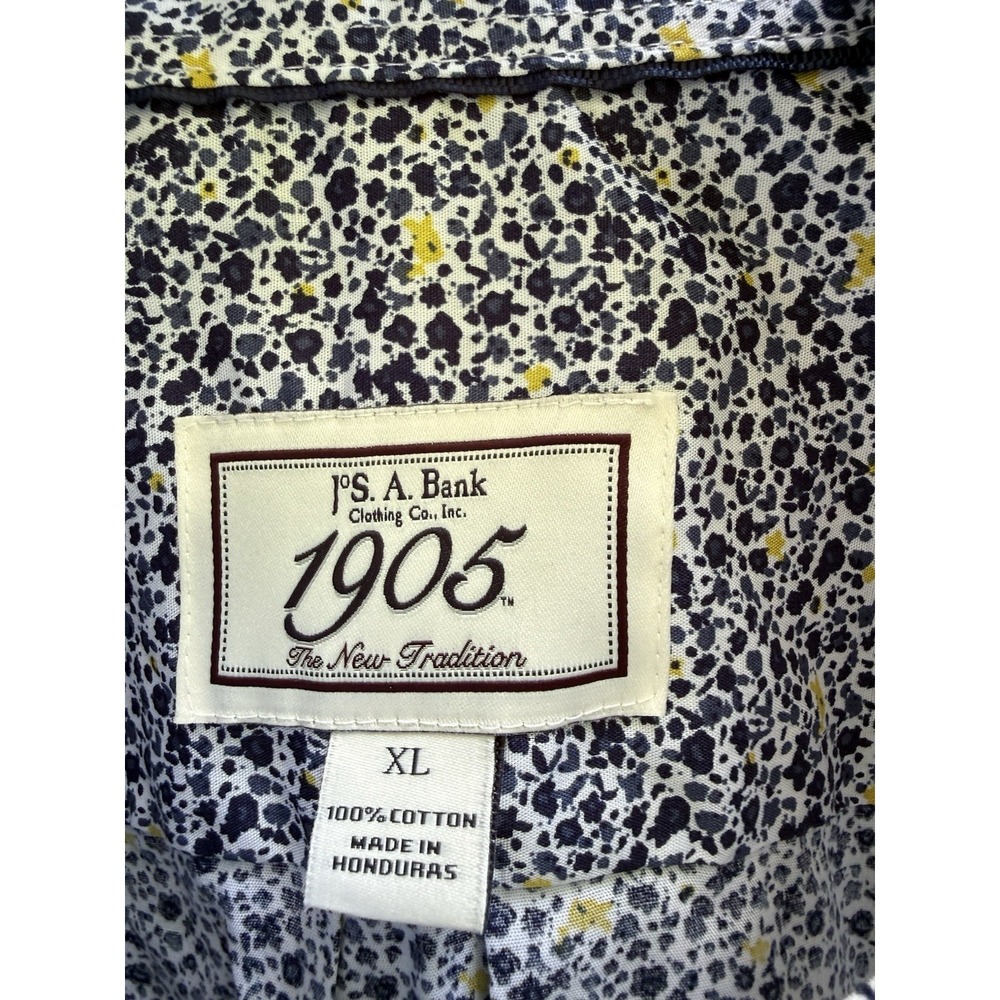 Jos A Banks 1905 Mens' XL Navy/Yellow Floral Cotton Dress Shirt